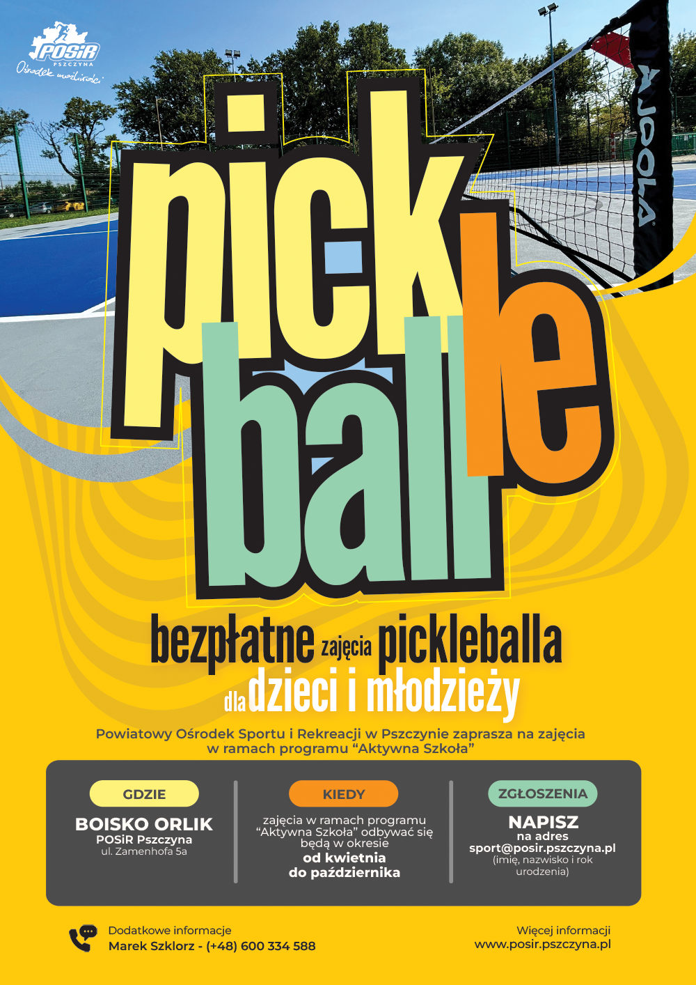 Plakat z informacją o zajęciach i naborze.