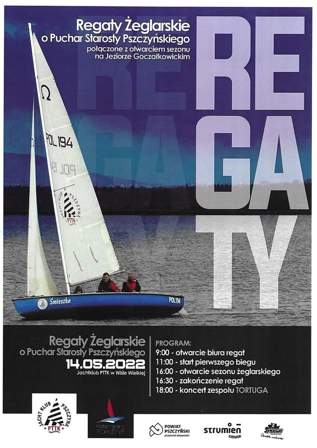 Plakat informujący o regatach żeglarskich.