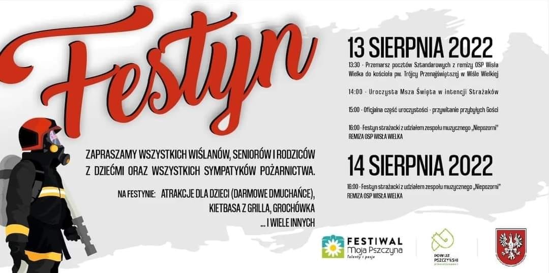 Plakat o festynie z programem wydarzenia, który zamieszczony jest na stronie internetowej.