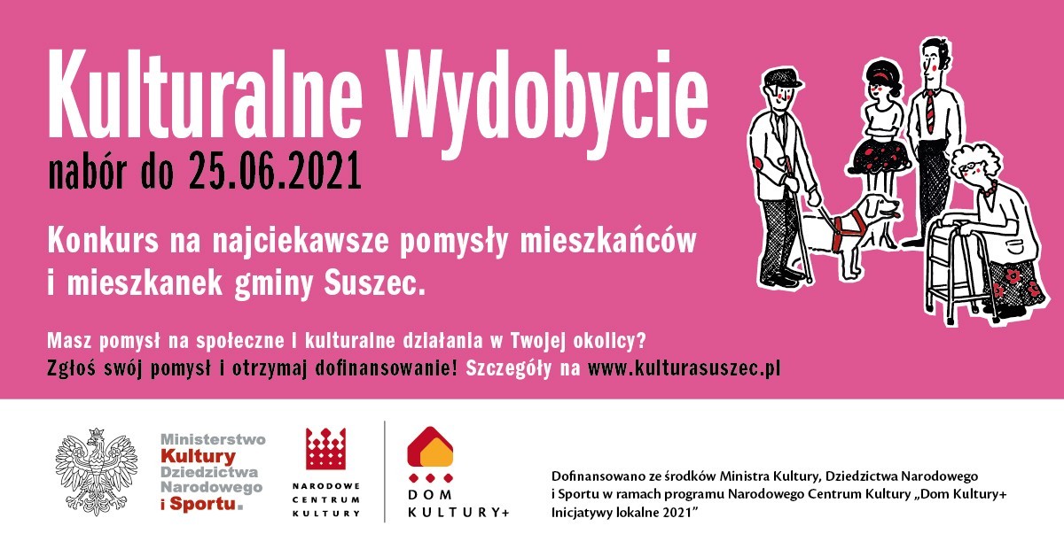 Różowy plakat informujący o trwającym naborze.