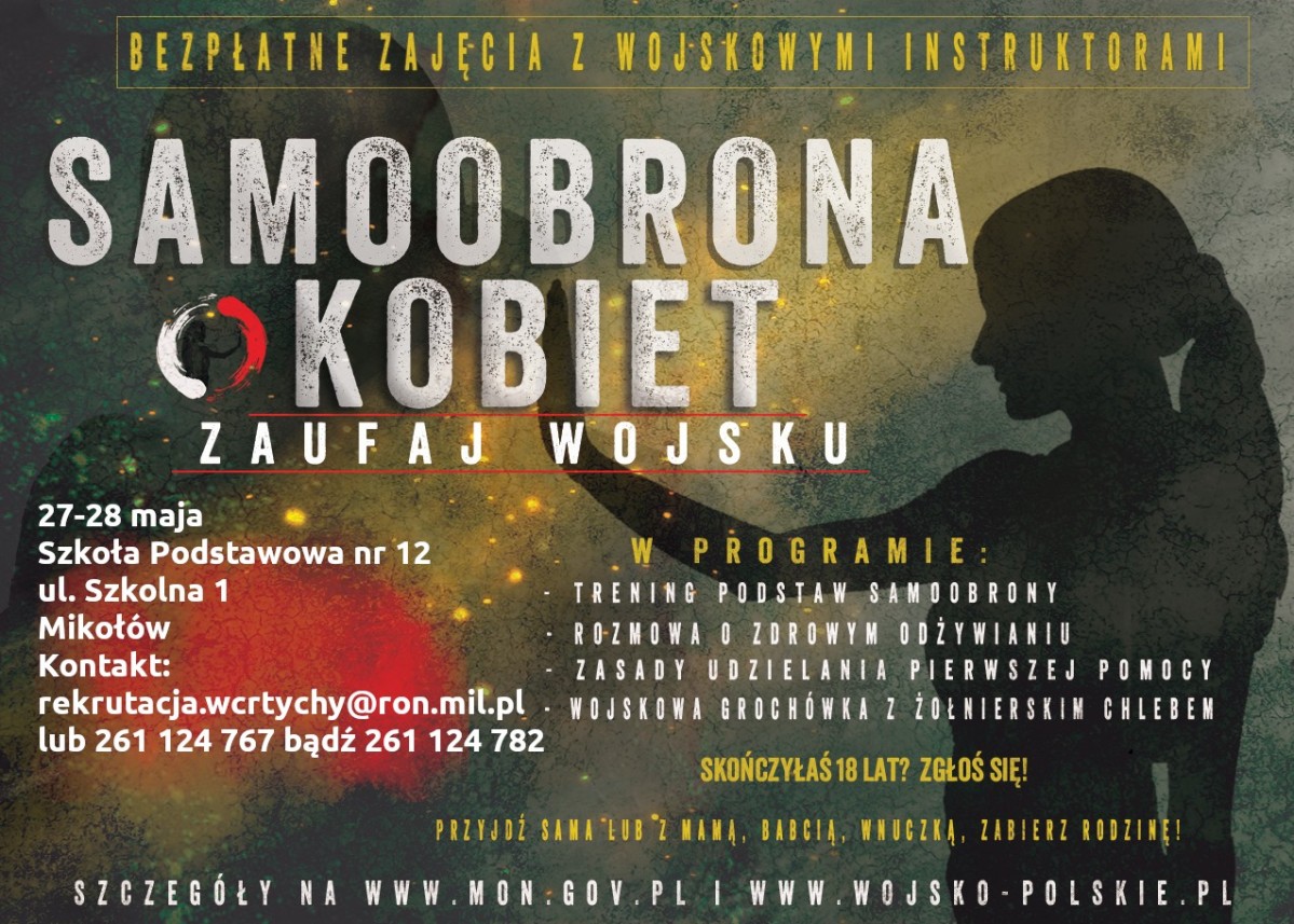 plakat dotyczący samoobrony, informacje w tekście.
