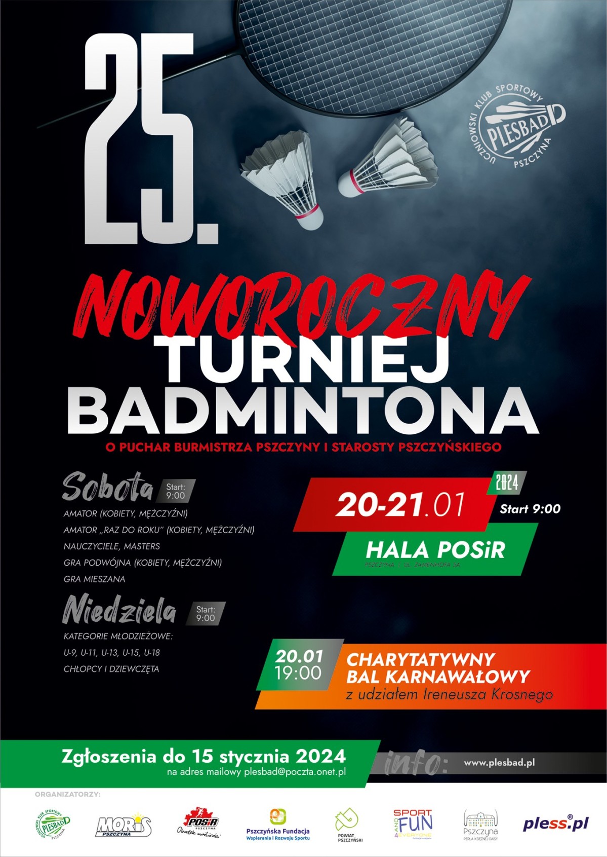 Plakat z informacją o turnieju, treść w tekście.