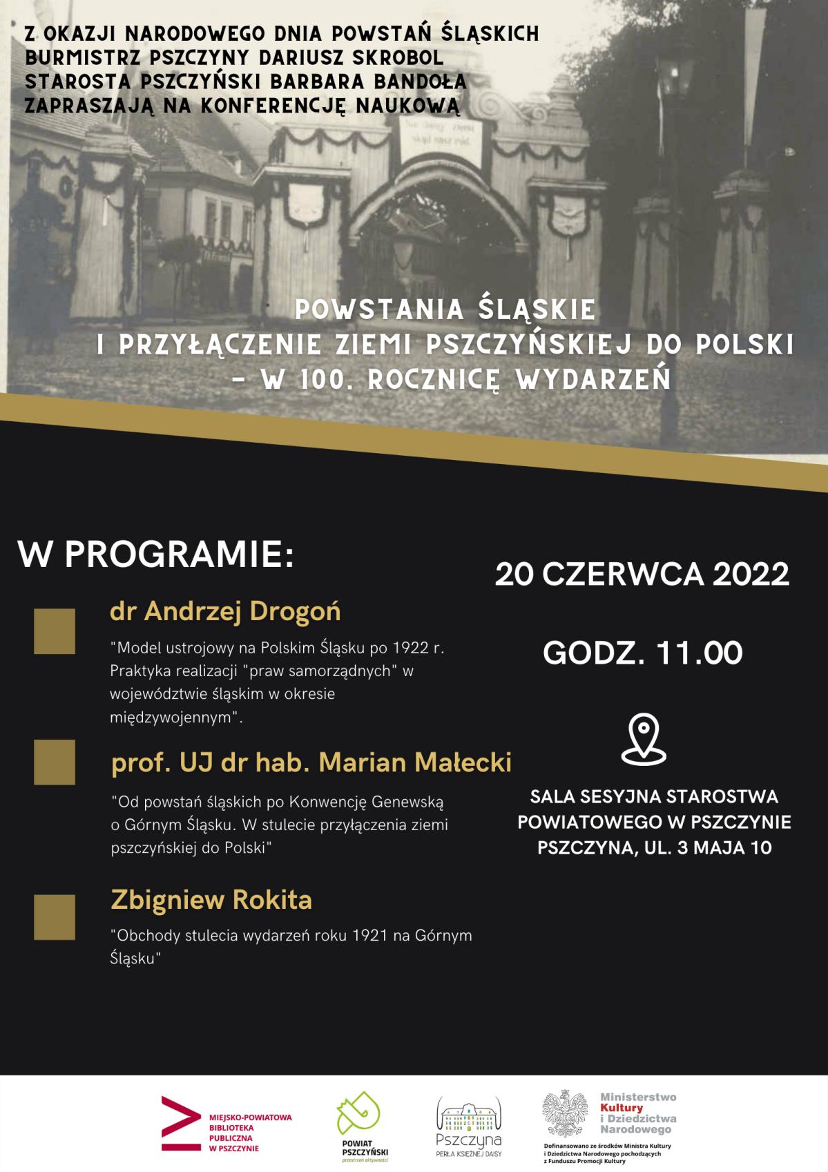 Plakat informujący o wydarzeniu, na nim umieszczony harmonogram i nazwa wydarzenia, które dostępne są w treści na stronie internetowej.