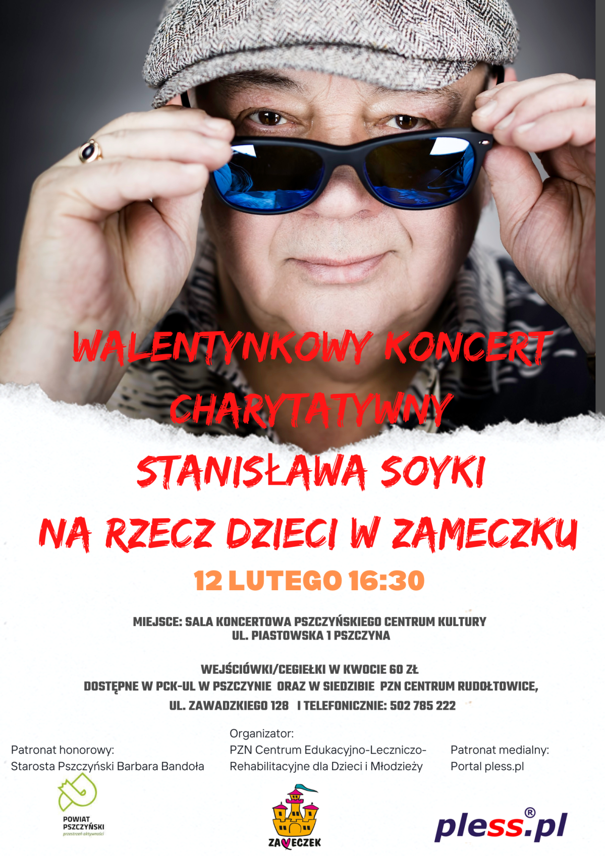 Plakat ze zdjęciem Stanisława Soyki i informacjami na temat koncertu.