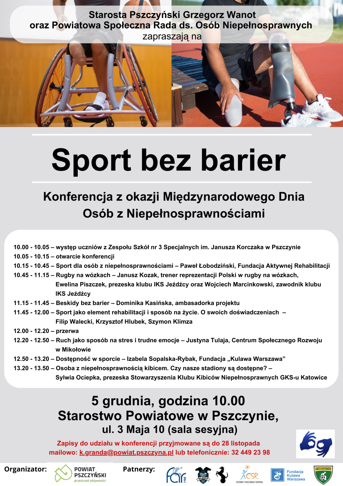 Plakat z harmonogramem wydarzenia, dostępnym w treści.