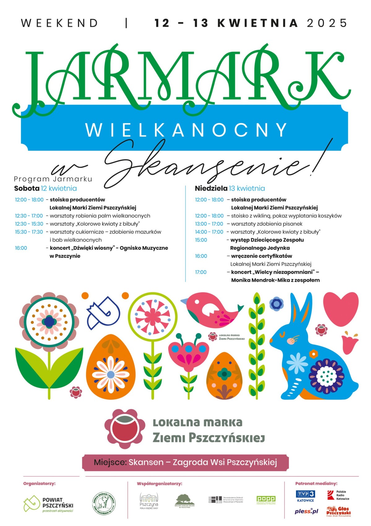 Plakat z harmonogramem jarmarku dostępnym w treści.