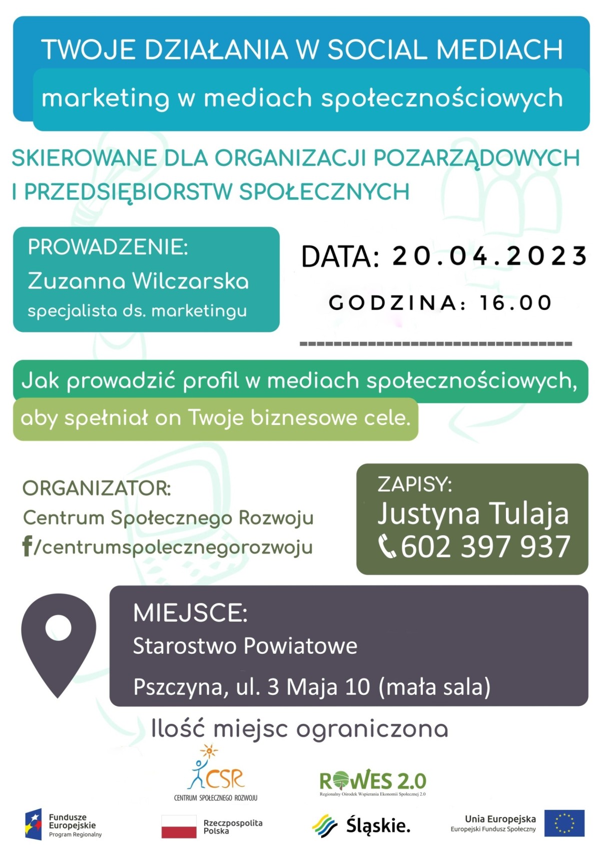 Plakat informujący o wydarzeniu. Treść w teście.