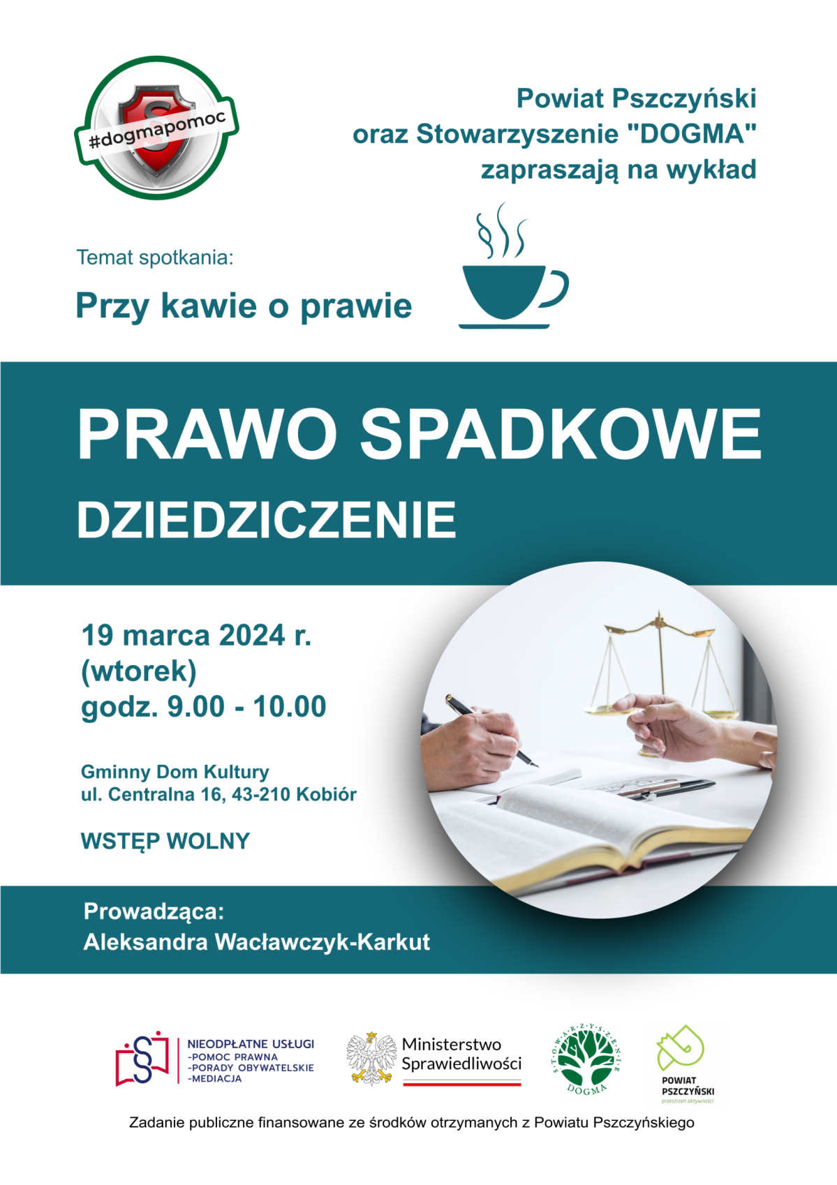 Plakat informujący o wykładzie. Treść w tekście.