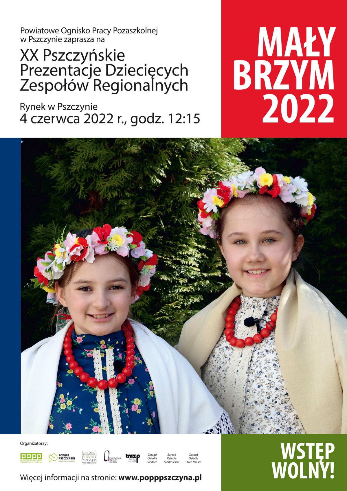 Plakat informujący o wydarzeniu. Na zdjęciu dziewczynki w strojach ludowych.