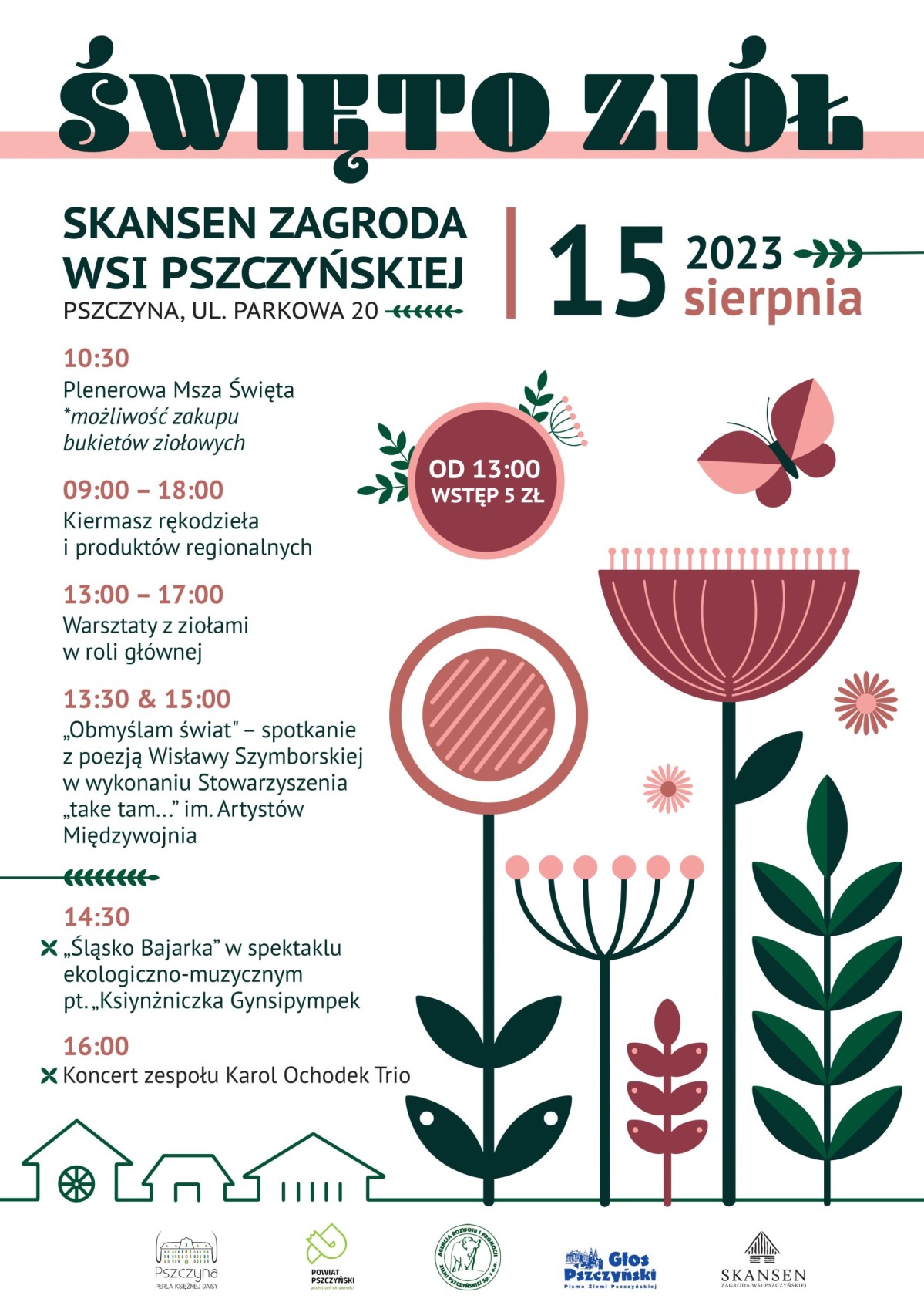 Plakat z harmonogramem święta ziół. Treść w tekście.