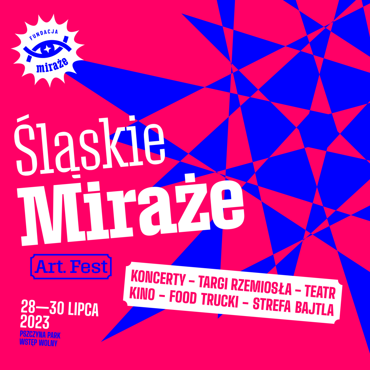 różowo-niebieska grafika z napisem śląskie miraże i terminem wydarzenia