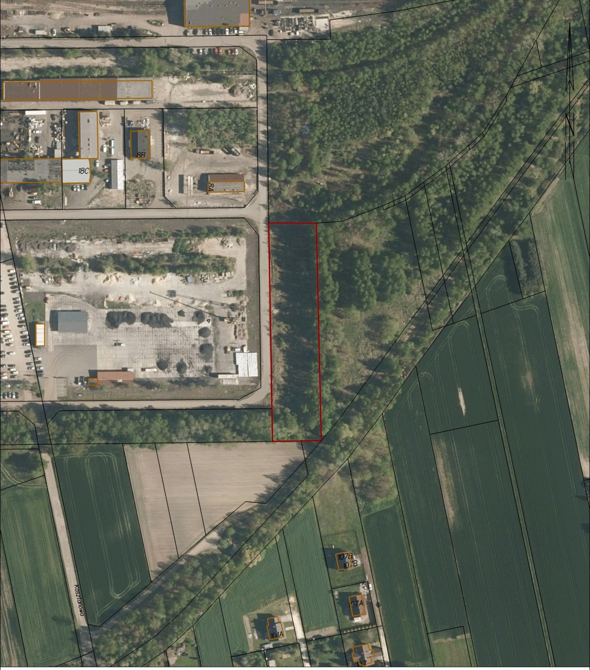 mapa przedstawiająca rozmieszczenie działki w Woli.