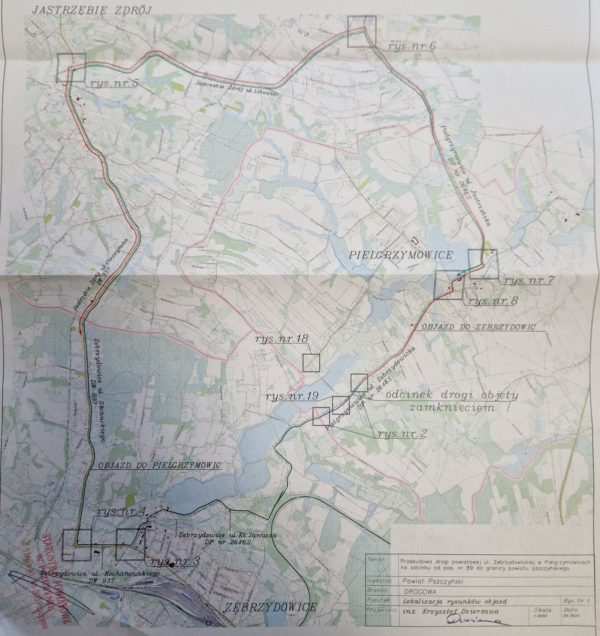 mapa objazdu