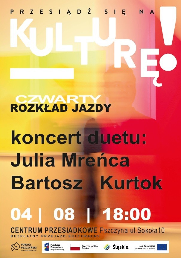 Kolorowy plakat z informacją o koncercie, treść w tekście.