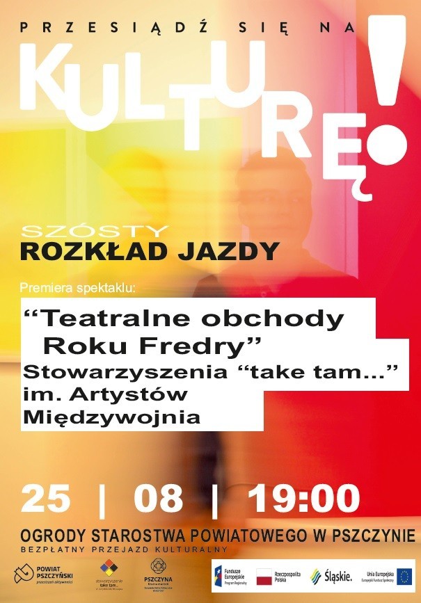 Różnokolorowy plakat z informacją o spektaklu. Informacje w tekście.