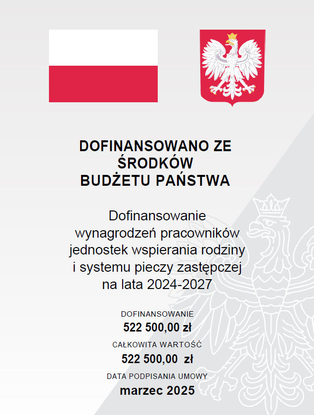 Plakat z informacją o dofinansowaniu