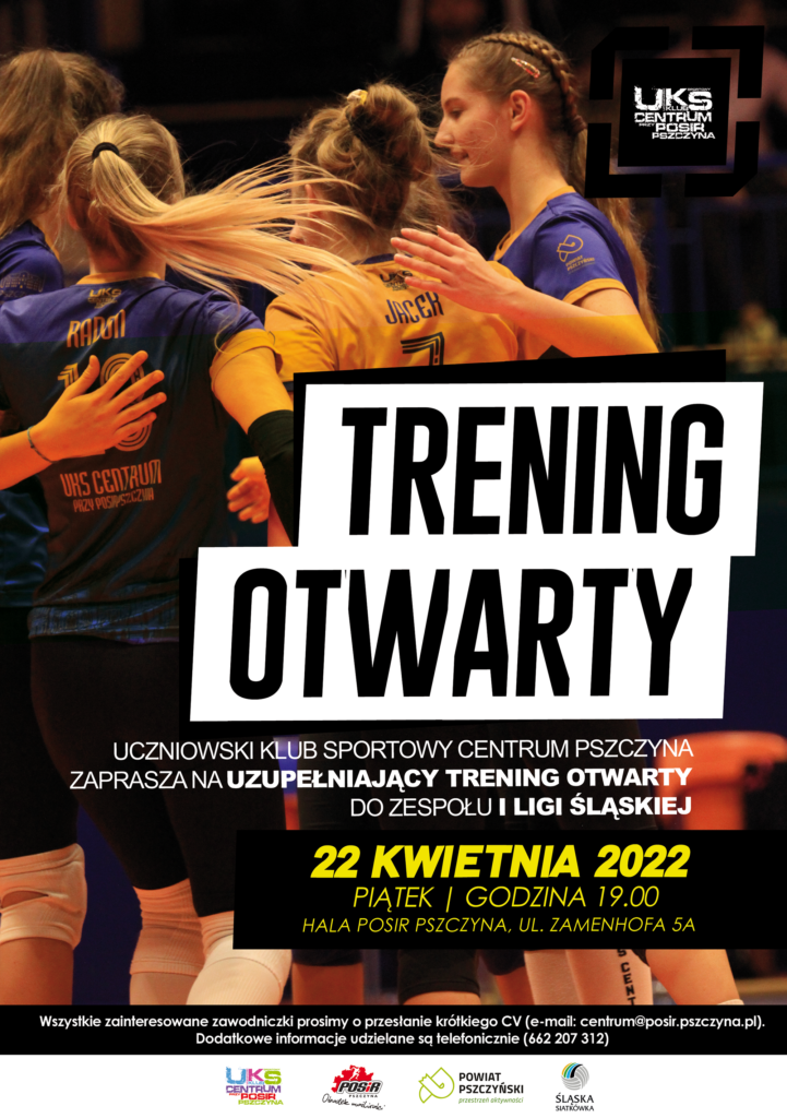 Plakat informujący o otwartym treningu.