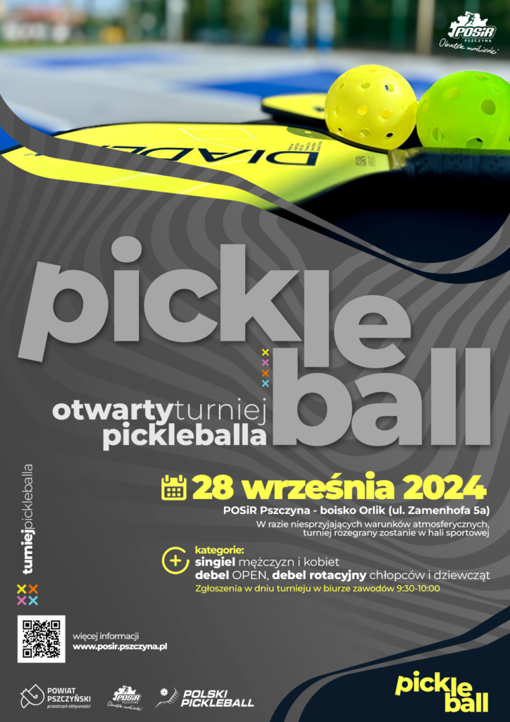 Plakat informujący o turnieju pickleballa.