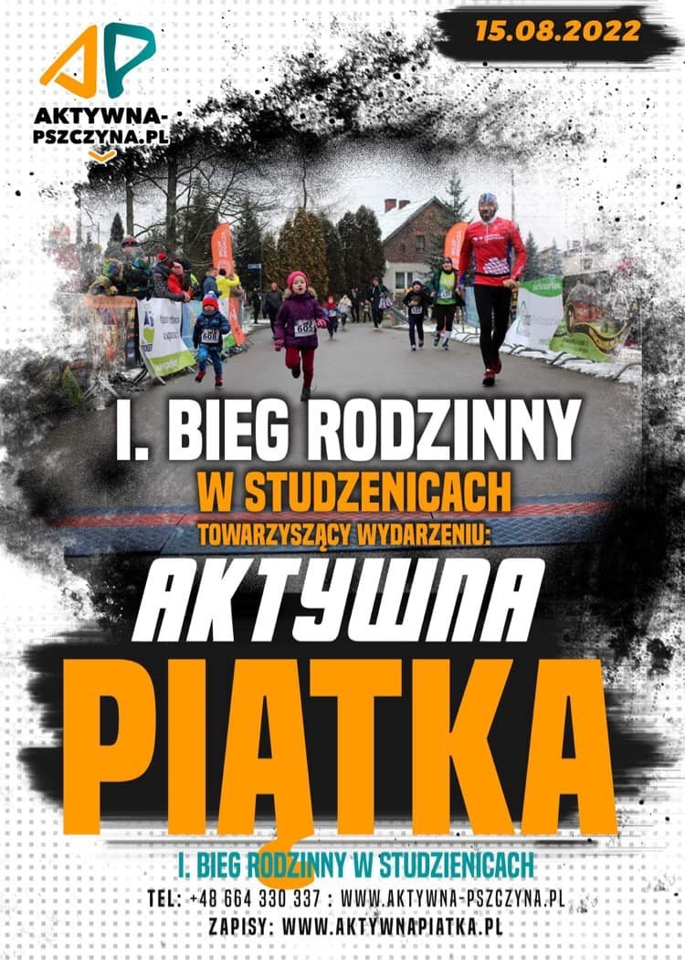 Plakat informujący o nazwie wydarzenia, na zdjęciu biegacze.