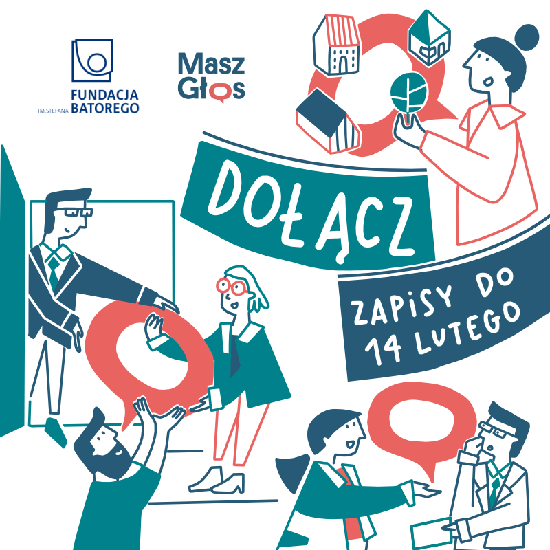 Grafika przedstawiająca różne kolorowe obrazki, w tym napis dołącz i termin zapisów.