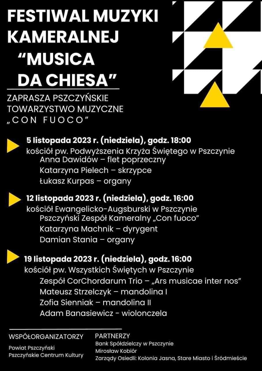 Plakat informujący o koncertach i kto wystąpi. Treść w tekście.