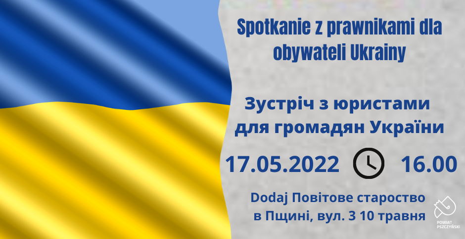 Niebiekso-żółta flaga i informacje o spotkaniu