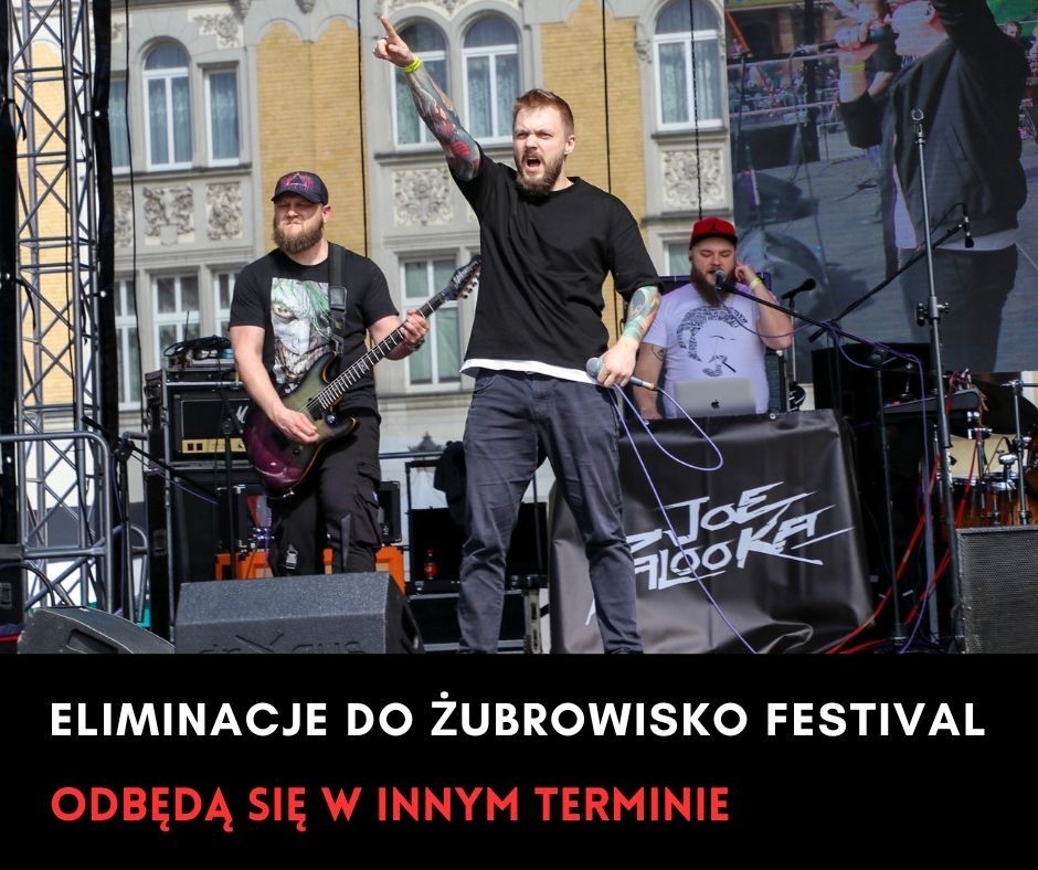 Grafika ze zdjęciem z eliminacji na rynku i informacją o zmianie terminu.