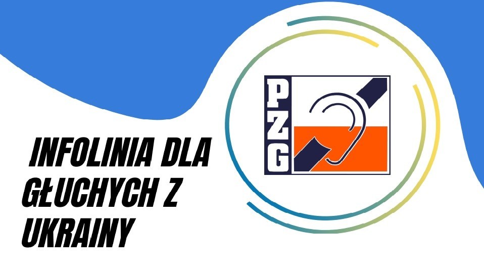 Informacja o infolinii wraz z logiem PZG - przekreślone ucho.