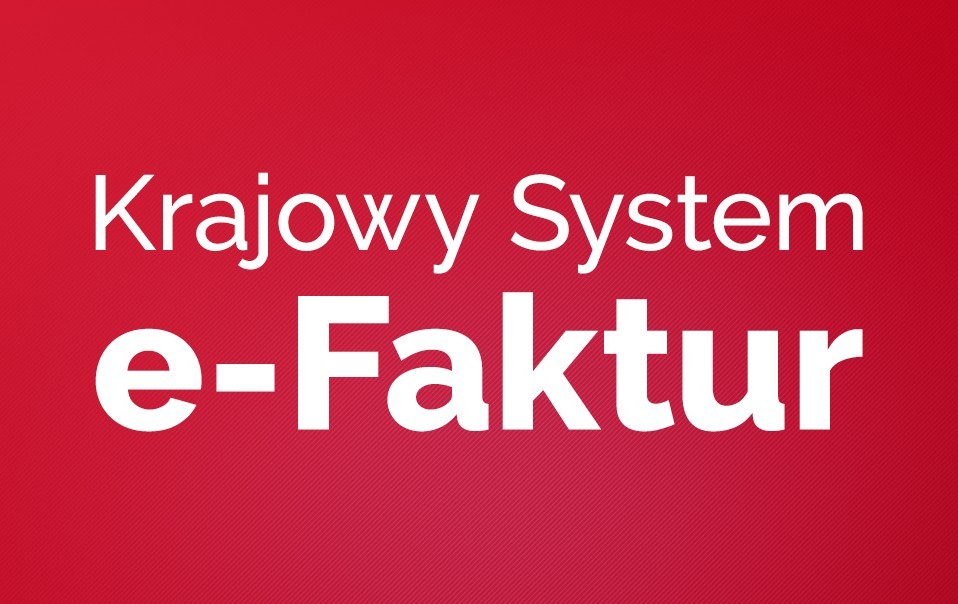 Czerwona grafika z napisem Krajowy System e-faktur