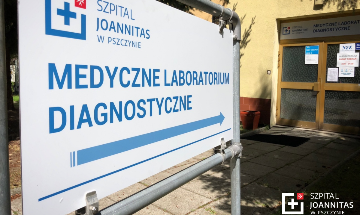 Wejście do laboratorium szpitala Joannitas w Pszczynie