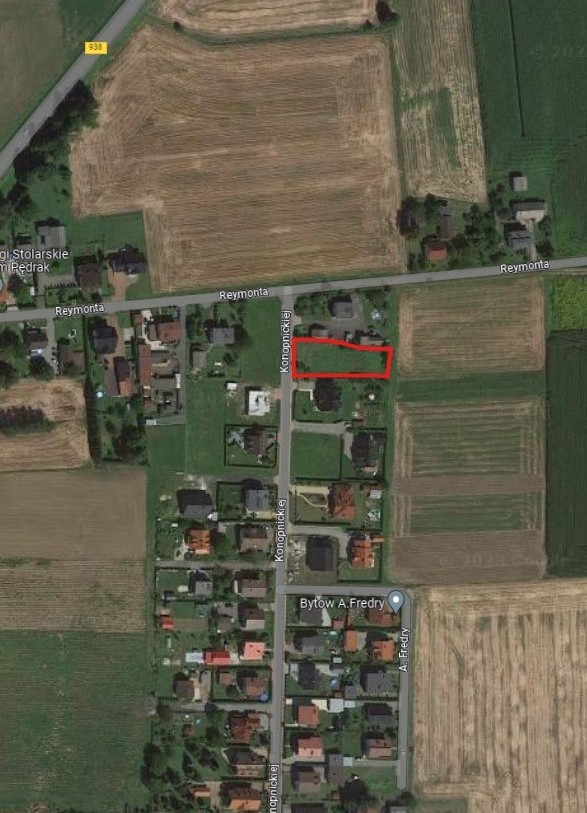 mapa przedstawiająca rozmieszczenie działek w Pawłowicach.