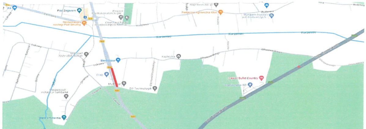 Mapa z lokalizacją wahadła.