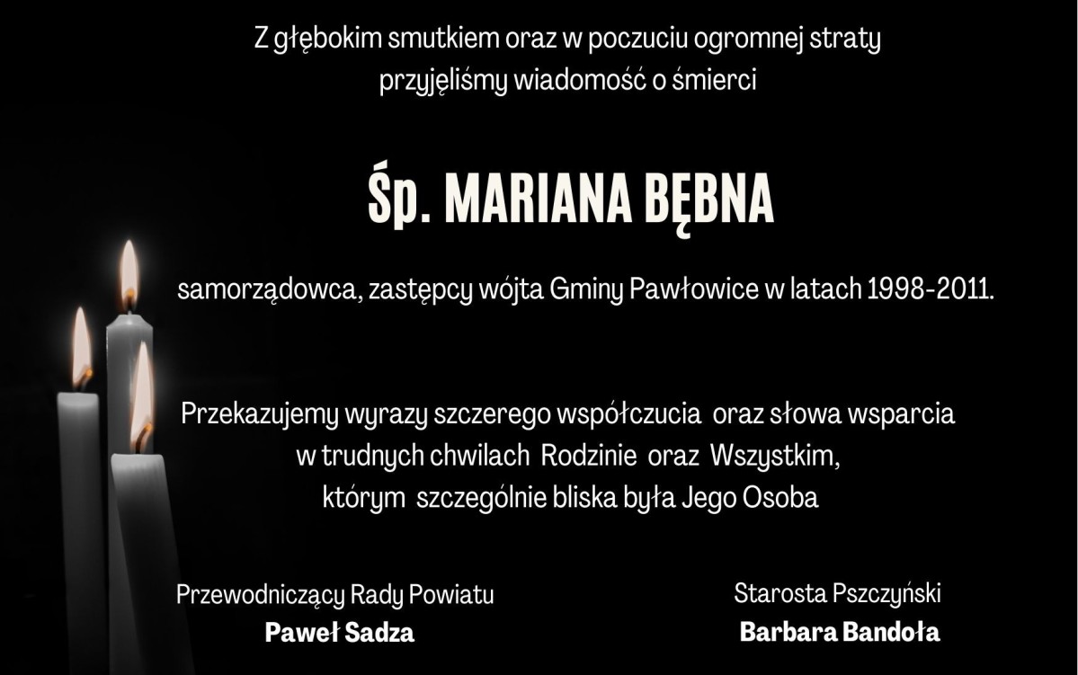 Czarna grafika z białym tekstem i świeczkami.