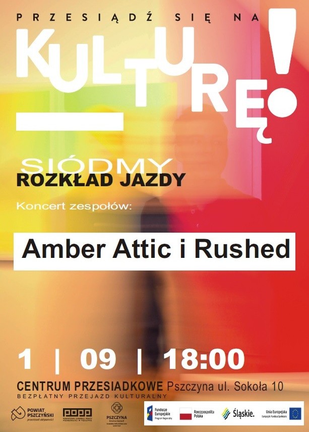 Kolorowy plakat z informacją o koncert, treść w tekście.