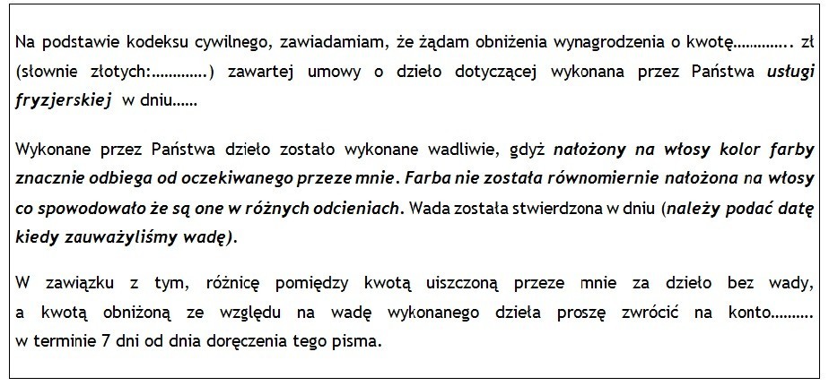 UOKiK reklamacja wzór
