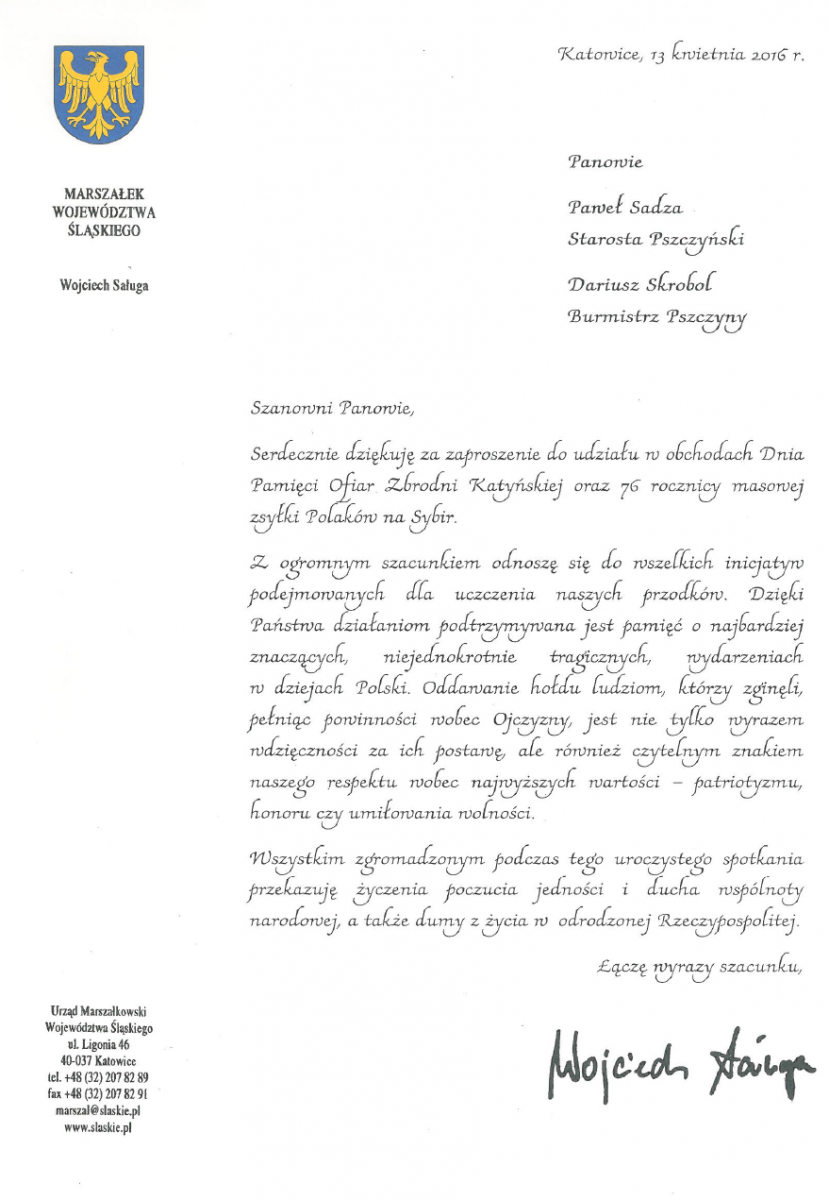 list marszałka