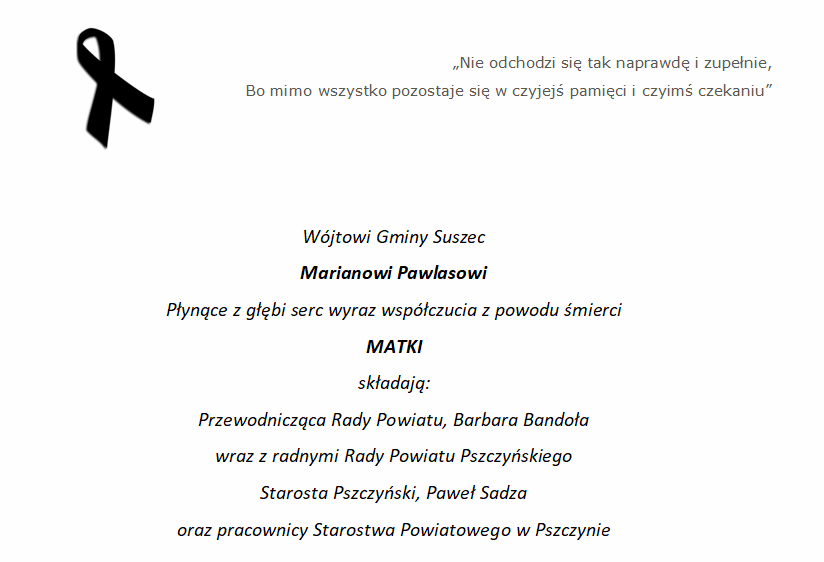 kondolencje dla Mariana Pawlasa