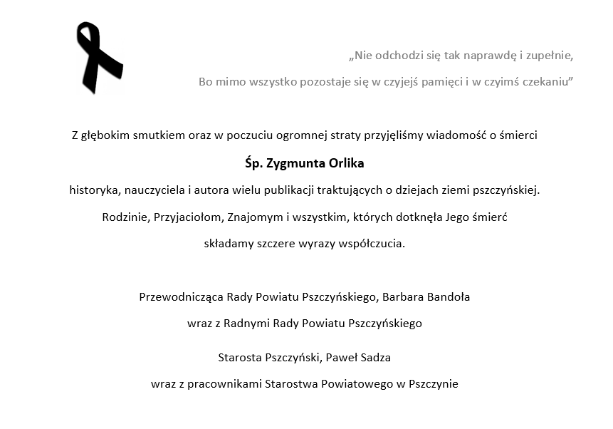 kondolencje Zygmunt Orlik