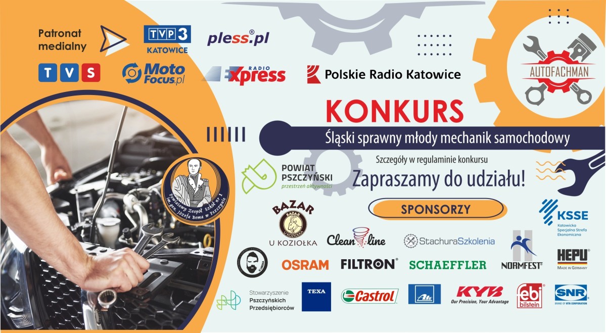 Grafika z logami firm wspierających konkurs Auto Fachman.