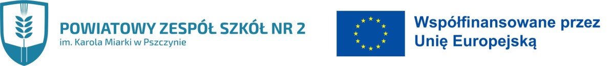 Logo PZS nr 2 w Pszczynie oraz Unii Europejskiej