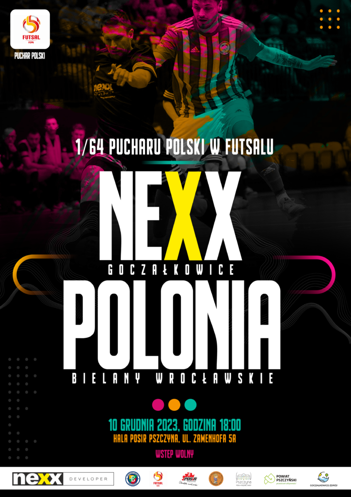 Plakat z informacjami o dacie oraz godzinie meczu