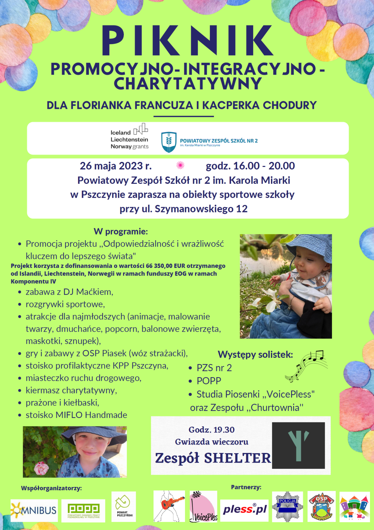 Plakat z informacjami o pikniku zawartymi w tekście