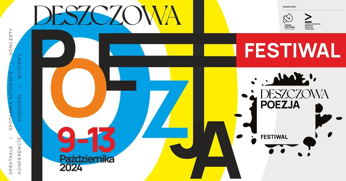grafika z napisem deszczowa poezja, logo festiwalu